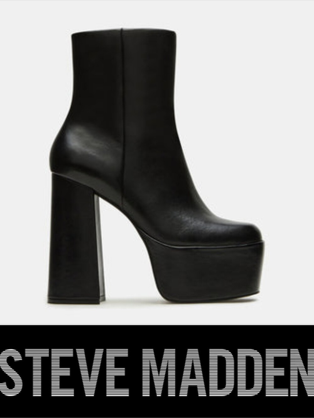 NEW Steve Madden TRILLION Black Genuine Leather Platform Boots Sz 10 Rare HTF